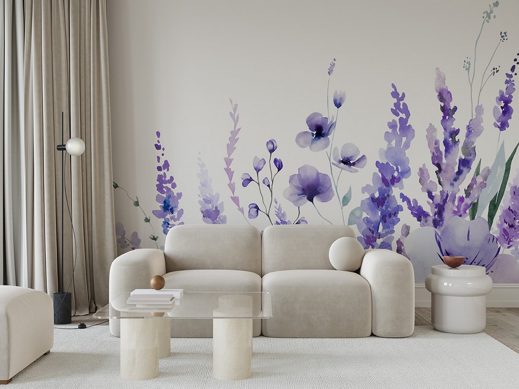 Fototapet Lavendel på vitt
