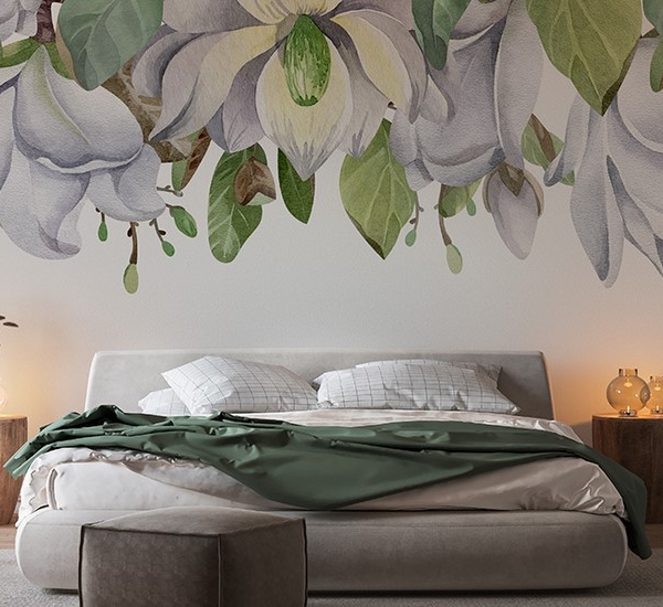 Fototapet Magnolior på vitt