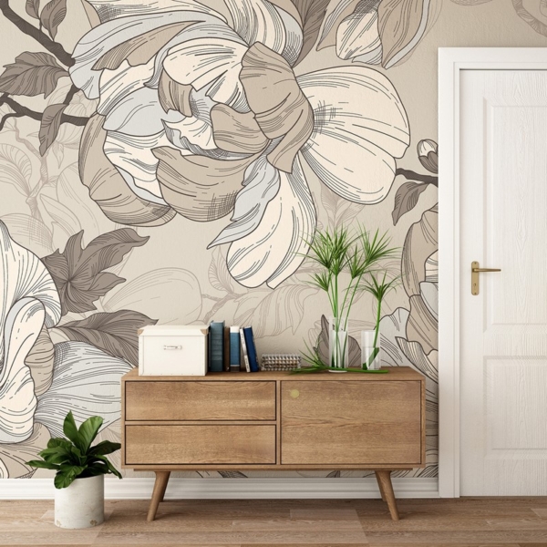 Fototapet Magnolior i beige