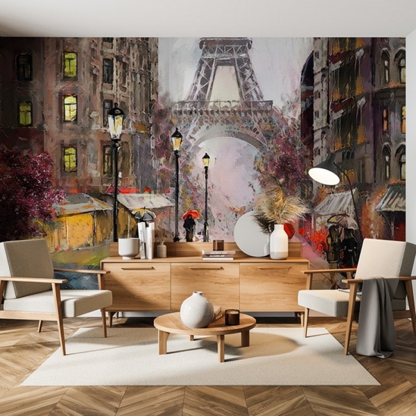 Fototapet Paris i regnet