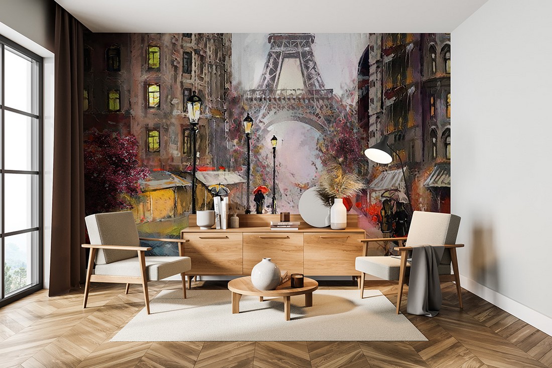 Fototapet Paris i regnet
