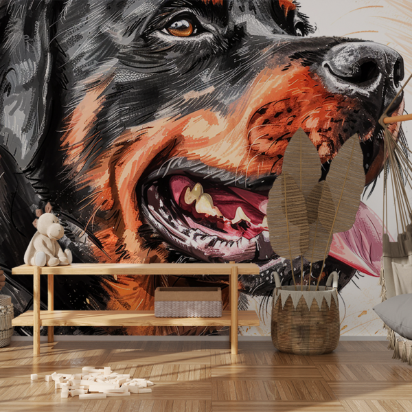 Fototapet Den mäktiga rottweilern