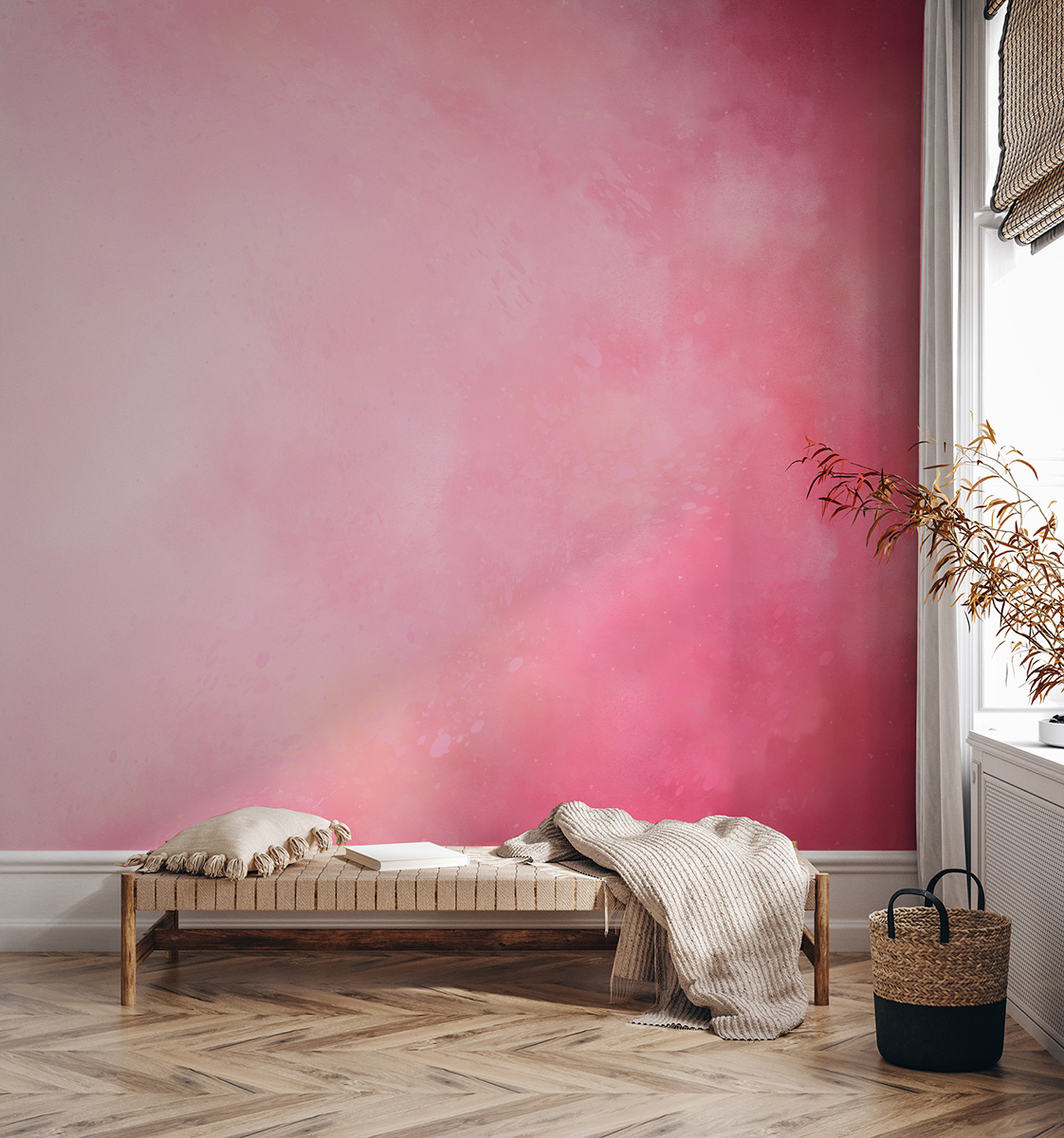 Fototapet Rosa akvarell Ombre