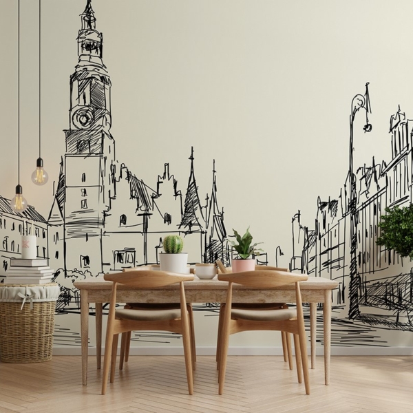 Fototapet Wroclaw i skiss
