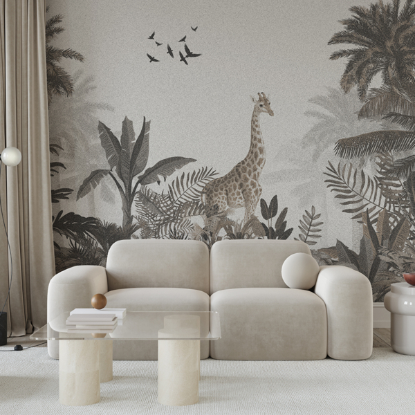 Fototapet Giraff i den tropiska djungeln