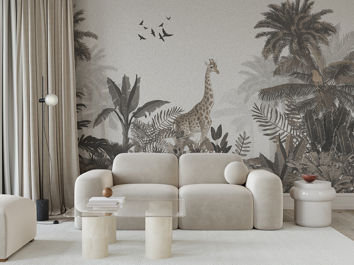 Fototapet Giraff i den tropiska djungeln