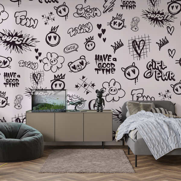 Fototapet Graffiti för tjejer Tjejkraft