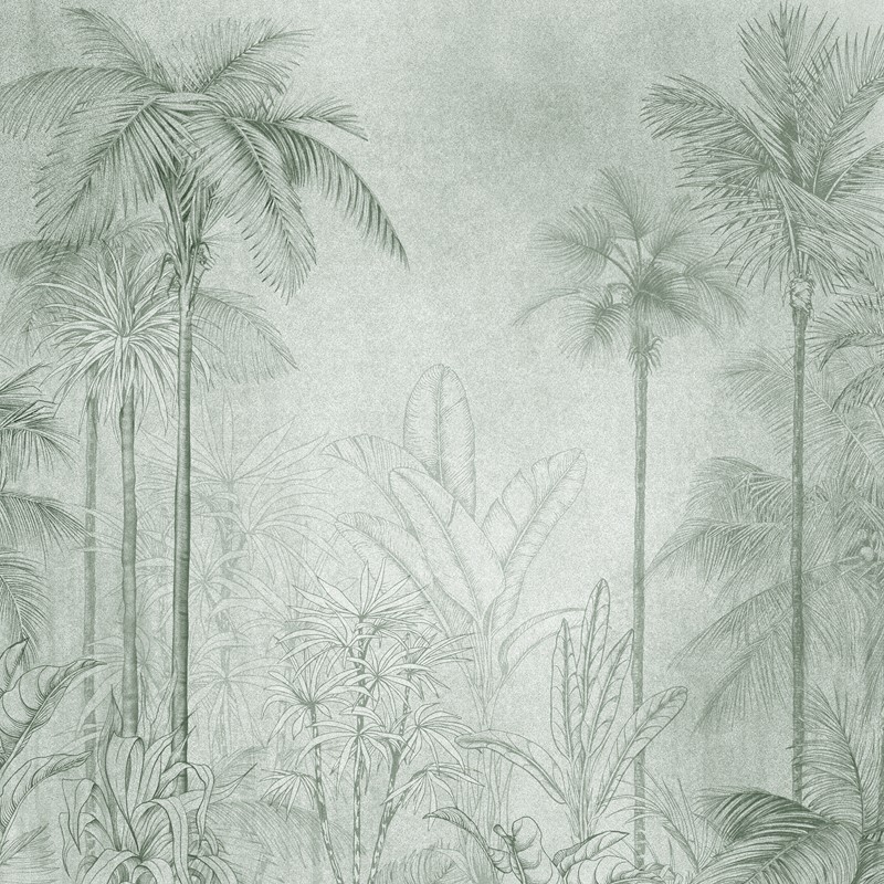 Green,Tropical,Background.,Pencil,Palm,Trees,And,Leaves.,Monochrome,Lush